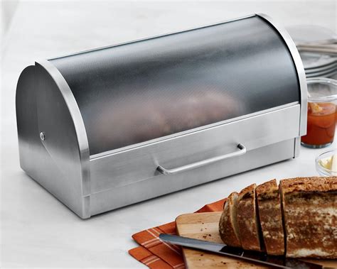 brushed stainless steel and glass bread box|extra large bread box stainless.